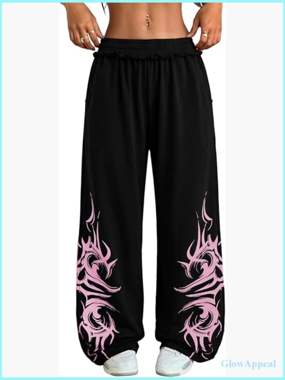 Wide Leg Sweatpants Y2K Gothic Graffiti High Waisted Lounge Pockets